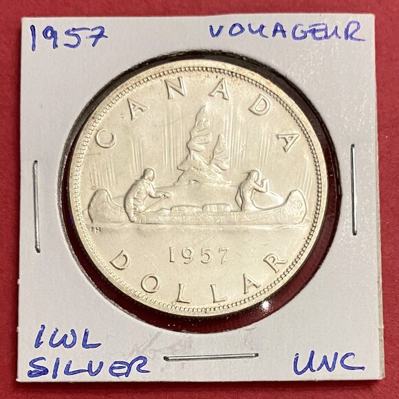 Wonderous Uncirculated Pair of 1957 Canada Silver $1 Coins! - Picture 5 of 16
